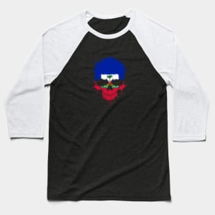 Chaotic Haitian Flag Splatter Skull Baseball T-Shirt